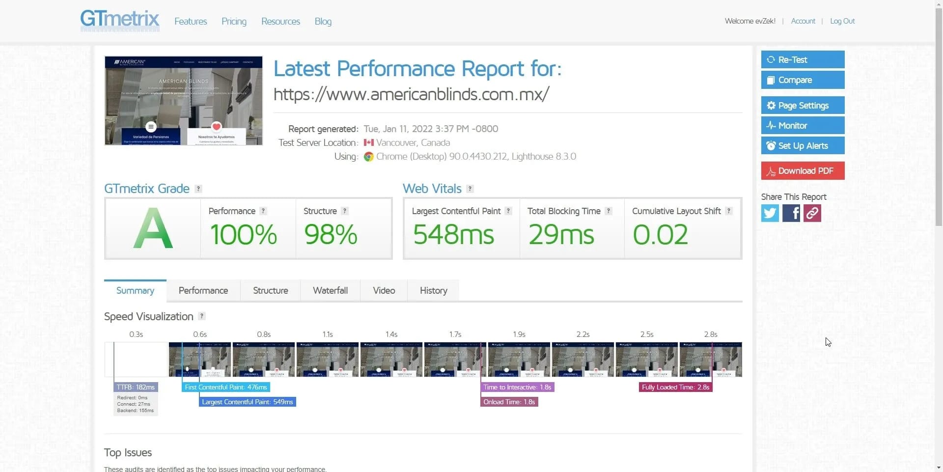 Speedtest AMERICAN BLINDS Desktop