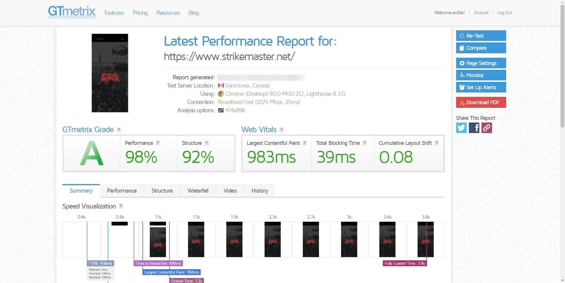 Strikermaster Speedtest Mobile Version